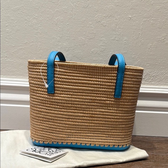 Loewe Square Basket Mini Bag 'Natural/Topaz Blue' - Picture 9 of 11